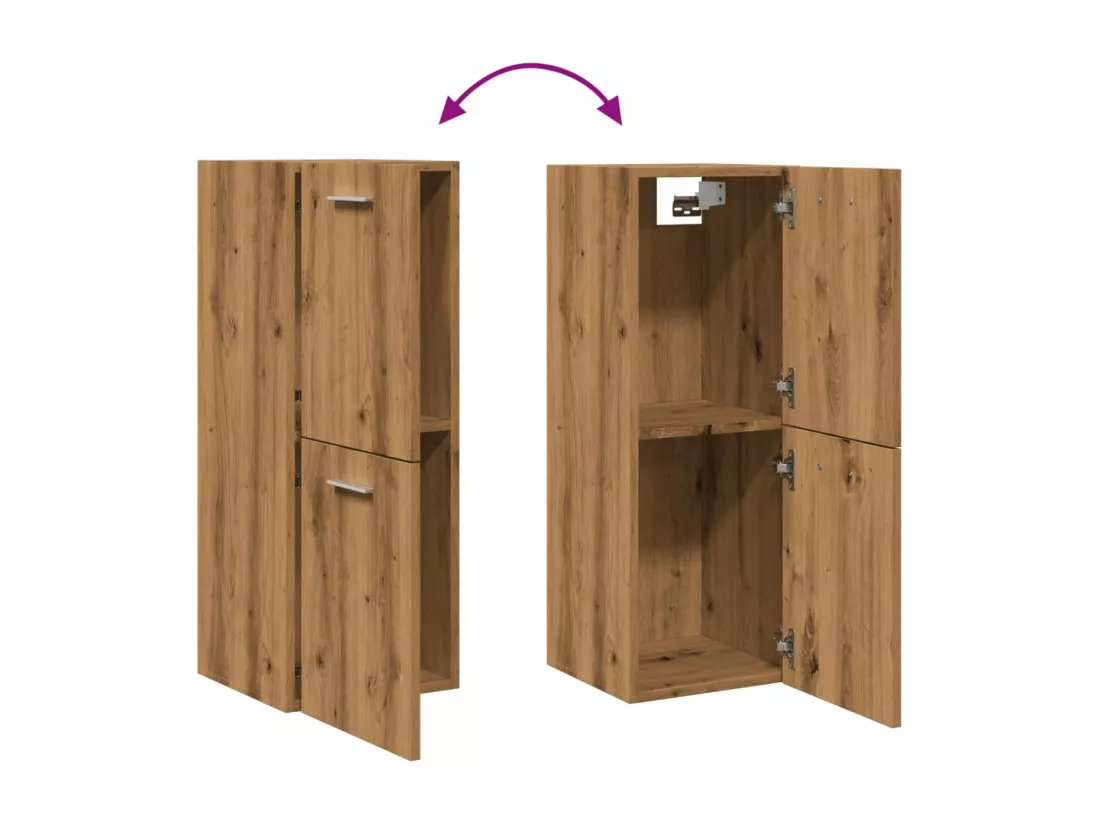 Armoire de salle de bain suspendue chêne artisanal 30x30x80 cm