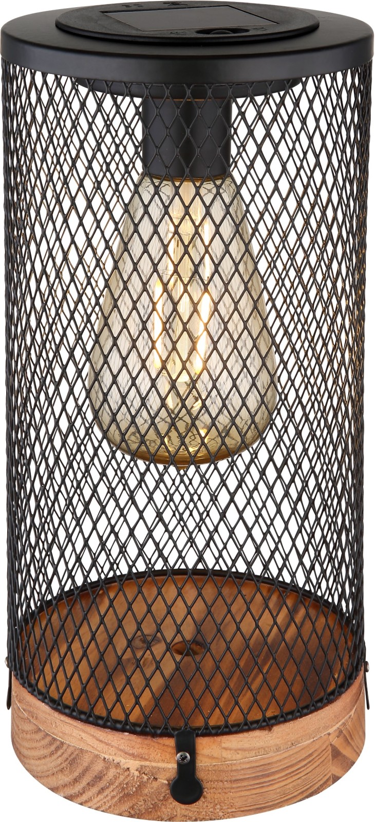 Solarleuchte - naturfarben - schwarz matt - Metallgeflecht
