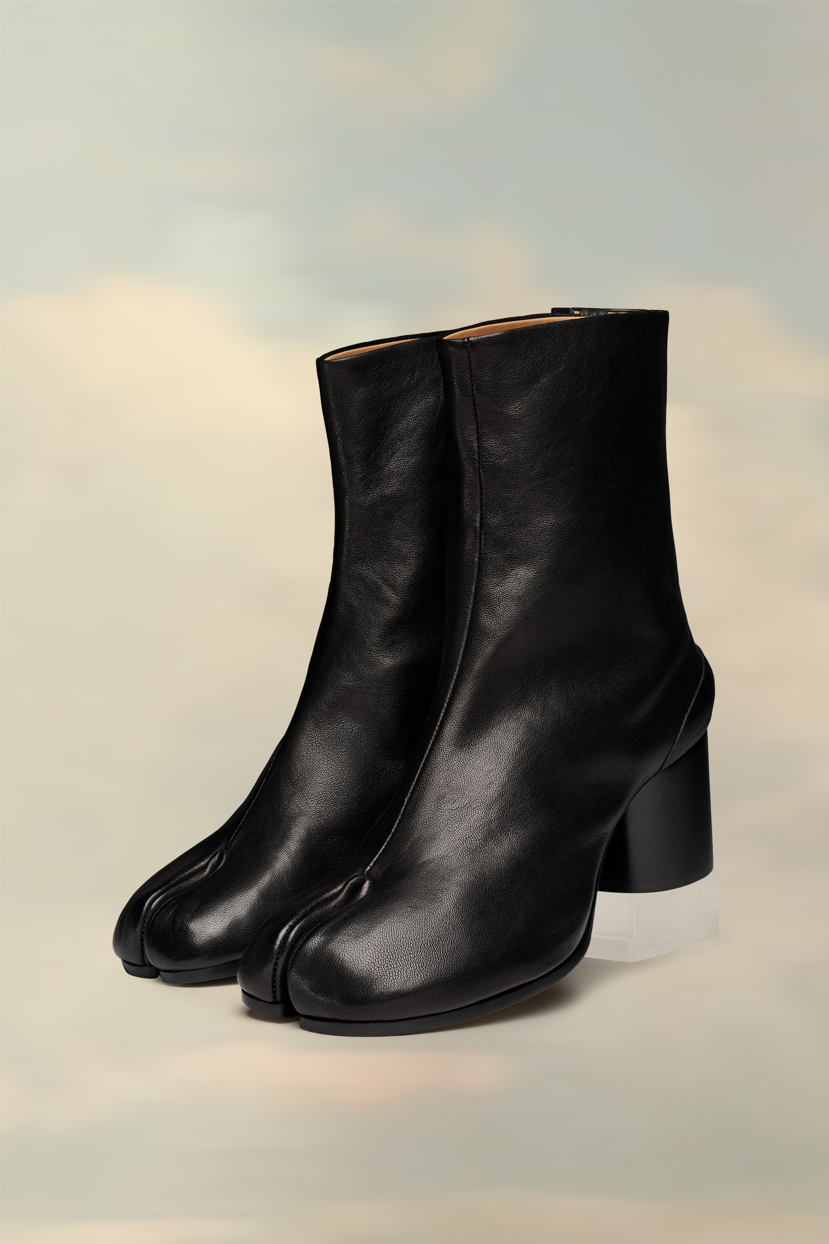 Tabi bottines en cuir vintage Noir Noir