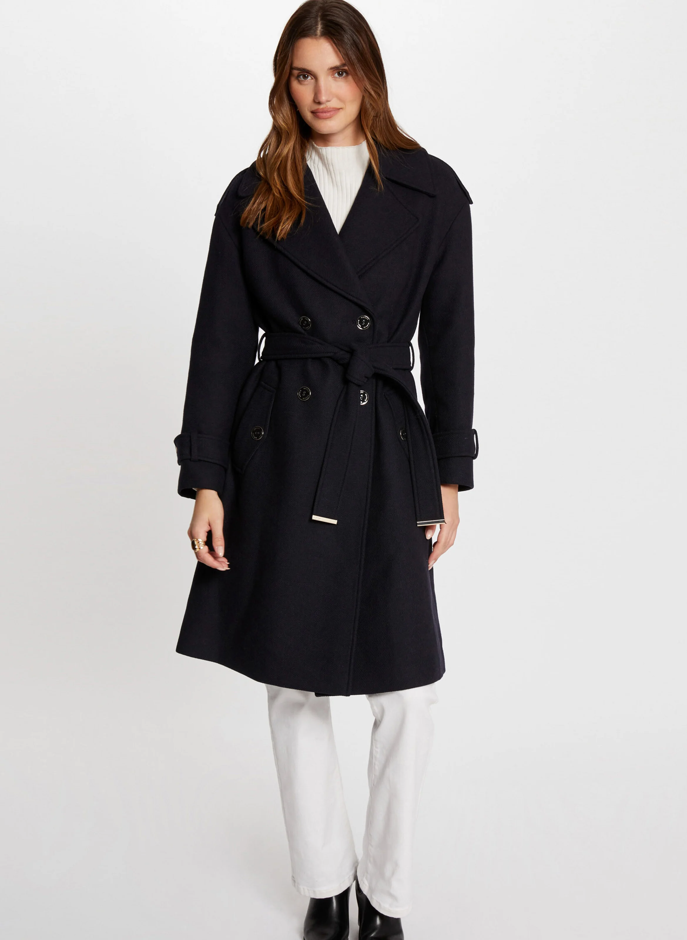 GDINE - Manteau droit col à revers | Bleu