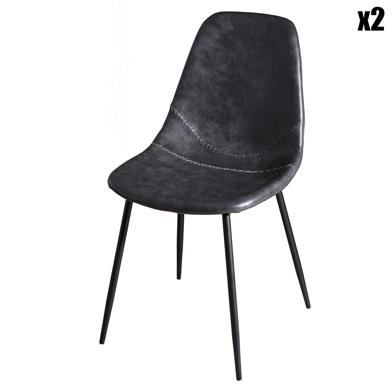 Macabane 2 Chaises John noires - 43x54x81 cm