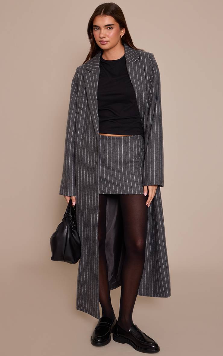 Gris Mini-jupe Coordonnée En Laine Effet Tartan
