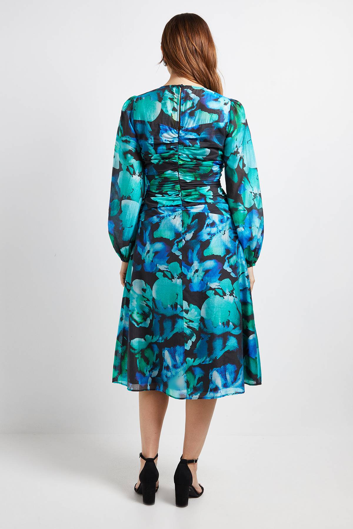 Wallis Robe Midi Froncée À Motif Floral