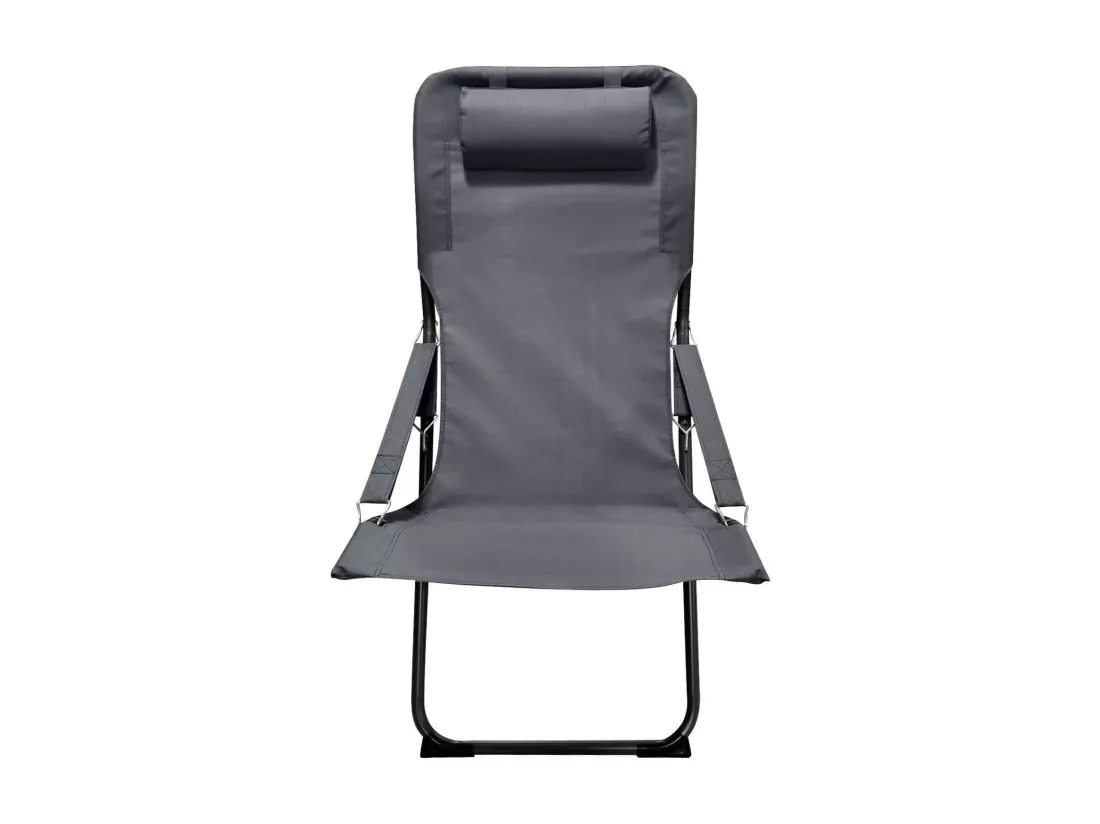 Chaise Longue Pliable Rebecca Mobili Ukpa 88x63x83 Polyester Acier Gris Foncé