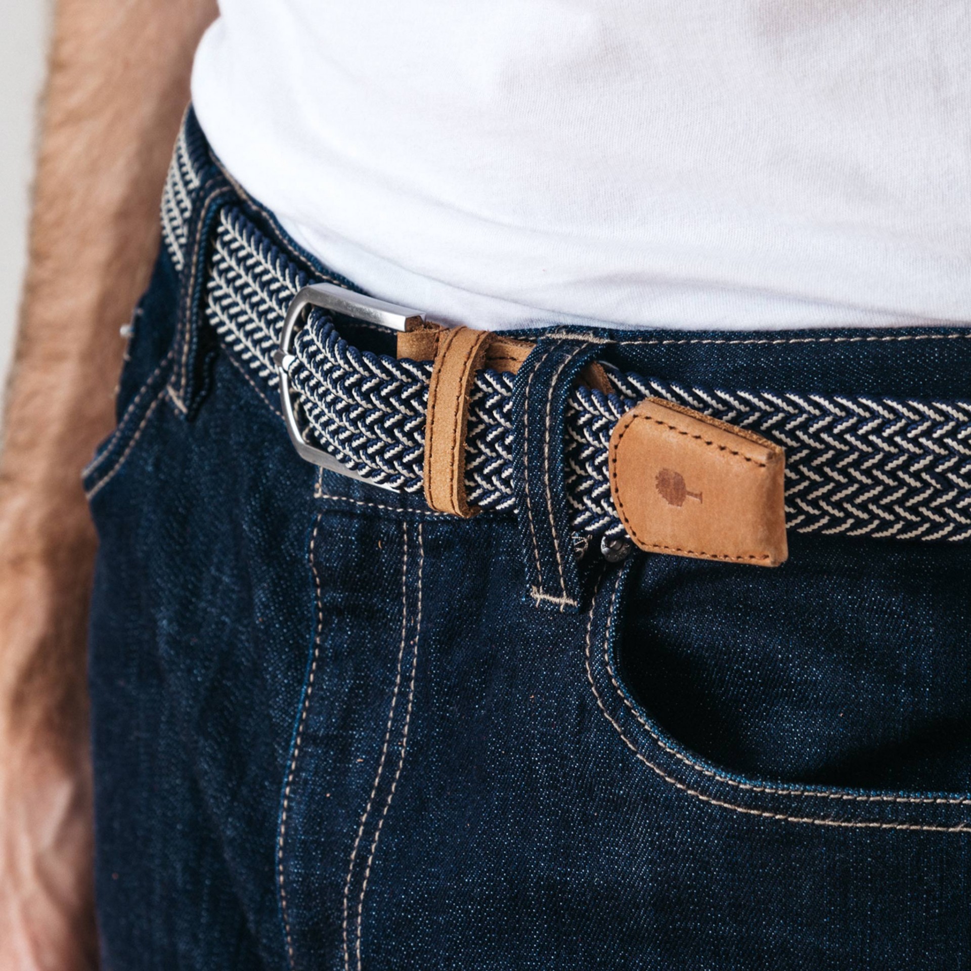 Ceinture bleu marine & écru polyester recyclé - modèle Belt