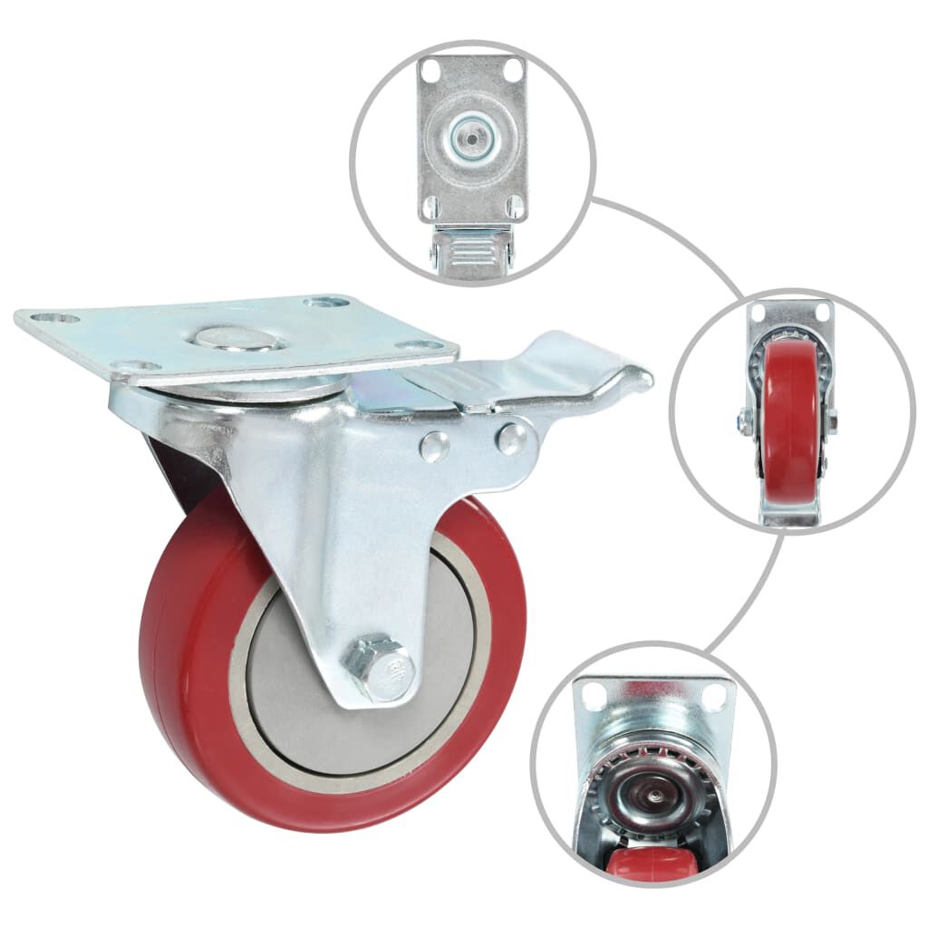 vidaXL Zwenkwielen met dubbele remmen, 4 stuks, 100 mm