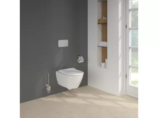 Pack WC sans bride VILLEROY ET BOCH Subway 2.0 avec abattant frein de chute + bâti Viconnect PRO + plaque Chromé mat