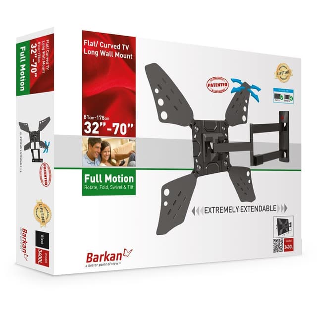 Barkan Flat/ Curved TV Wall Mount 3400L Wall Mount, Full motion, 40-70 