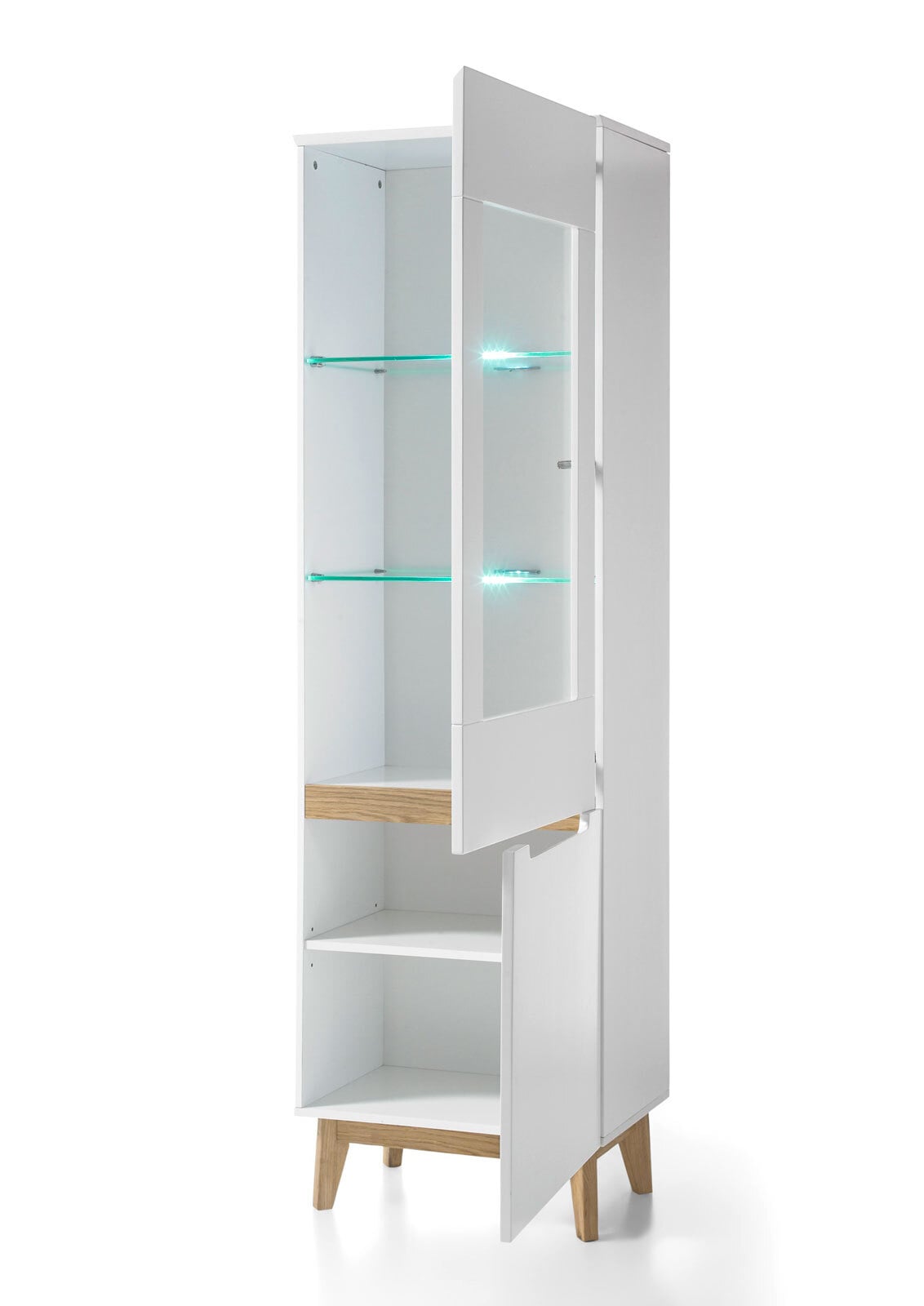 PHILL HILL Vitrine RIBE 59 x 193 x 40 cm Nachbildung weiß/Absetzung braun