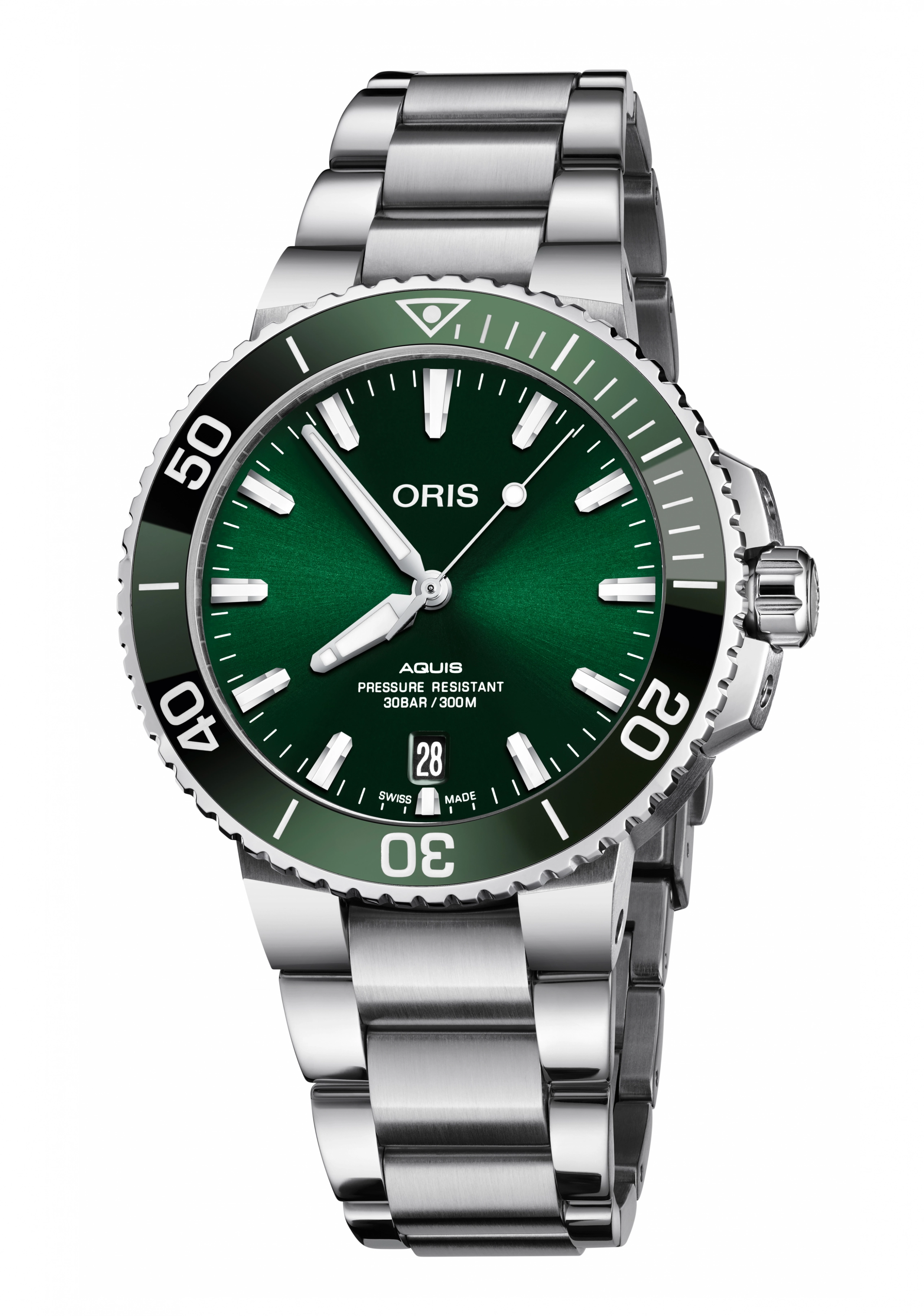 Oris Herrenuhr Aquis Date Automatik-Taucheruhr Grün