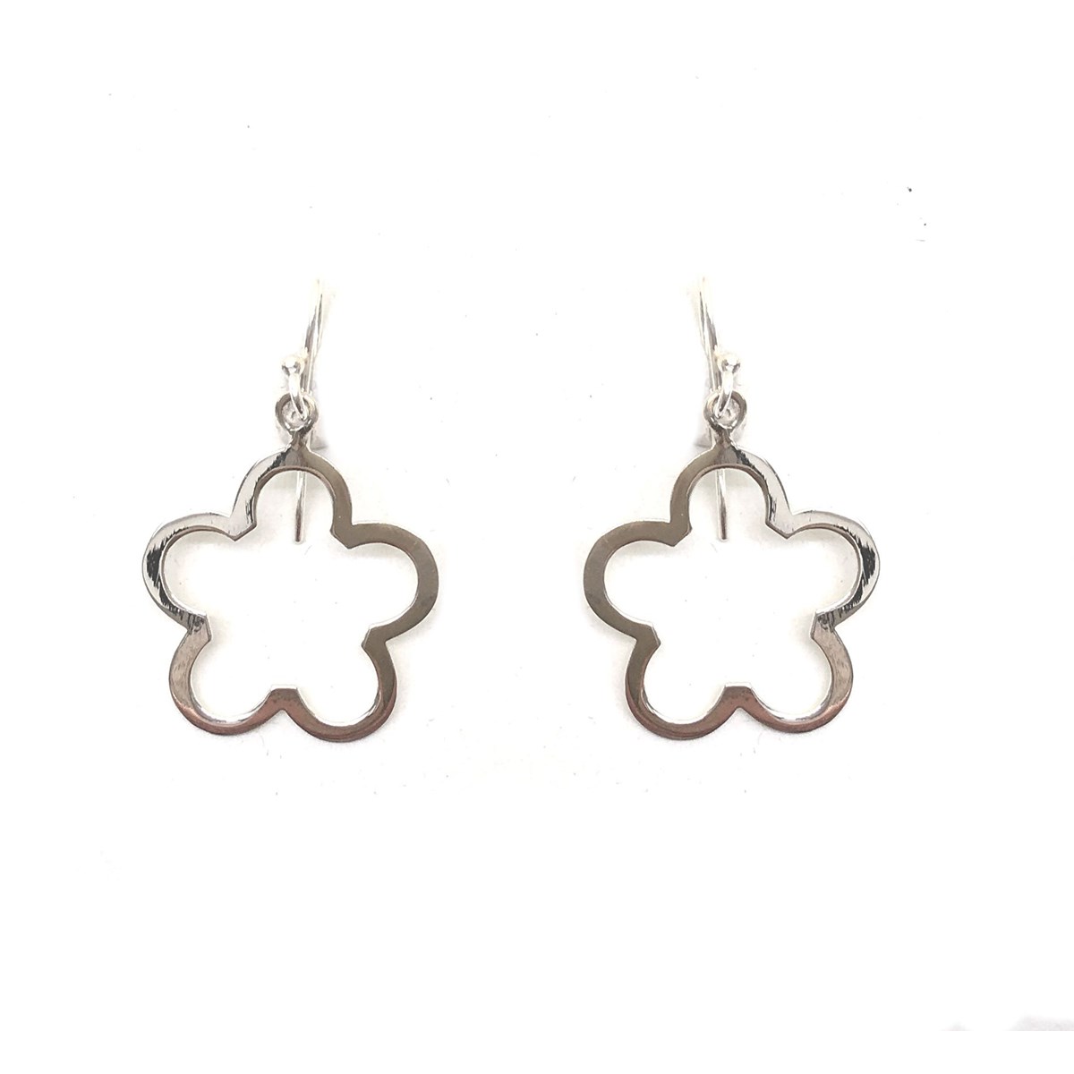 Boucles d'oreilles, pendant, fleur en argent