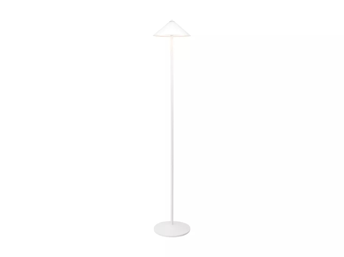 Lampadaire LED Zafferano Pina XXL blanc, rechargeable, 6W IP65, variateur tactile, tête magnétique, design moderne