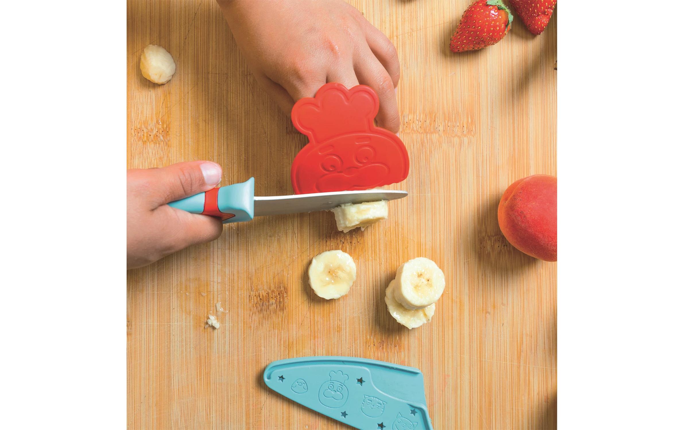 Kindergeschirrset Messer Blau/RotKindermesser mit Fingerschutz