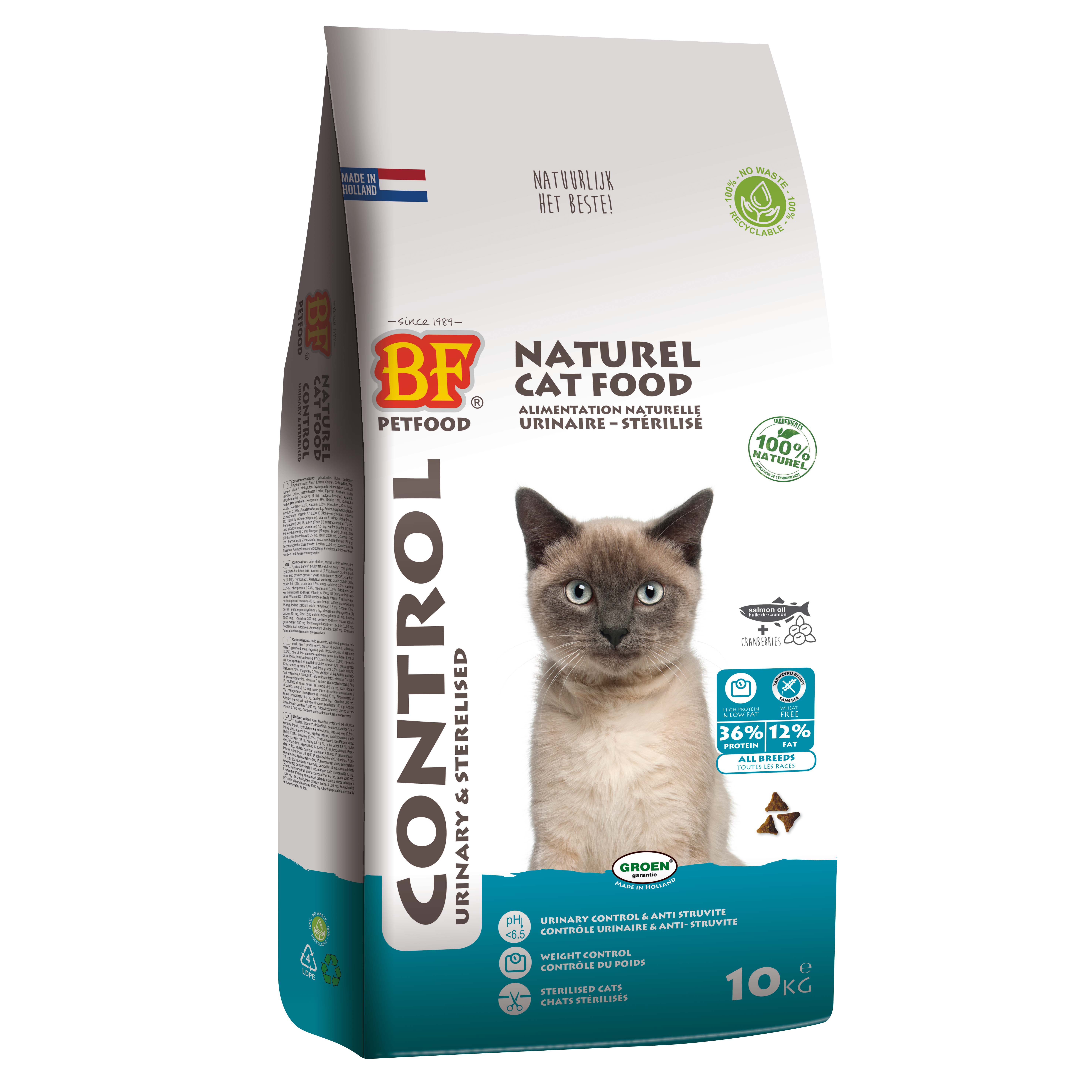 BF Petfood Control Urinary & Sterilised - Kattenvoer - 10 Kilogram - rund, kip