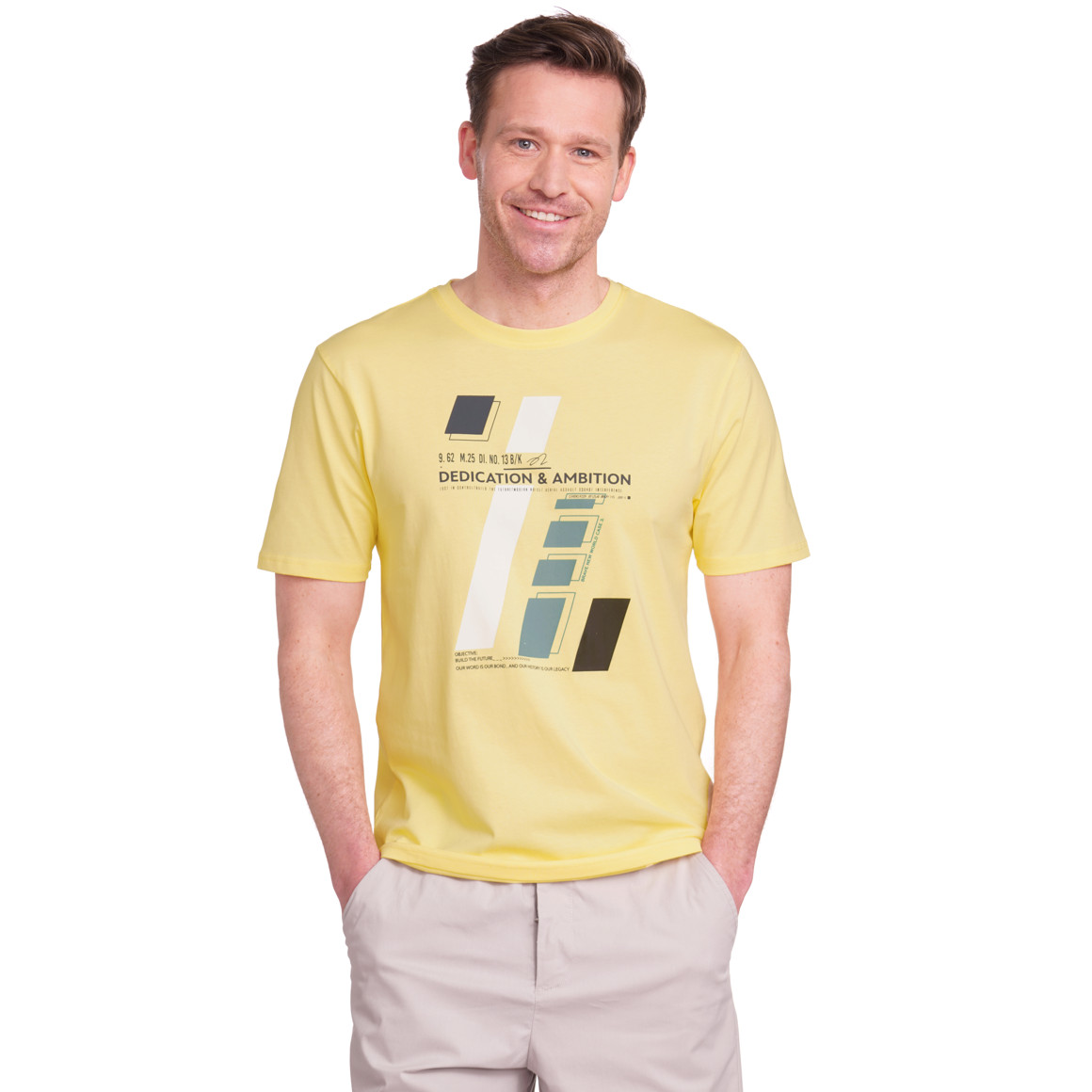 VanVaan Denim Herren T-Shirt mit Brust-Print gelb