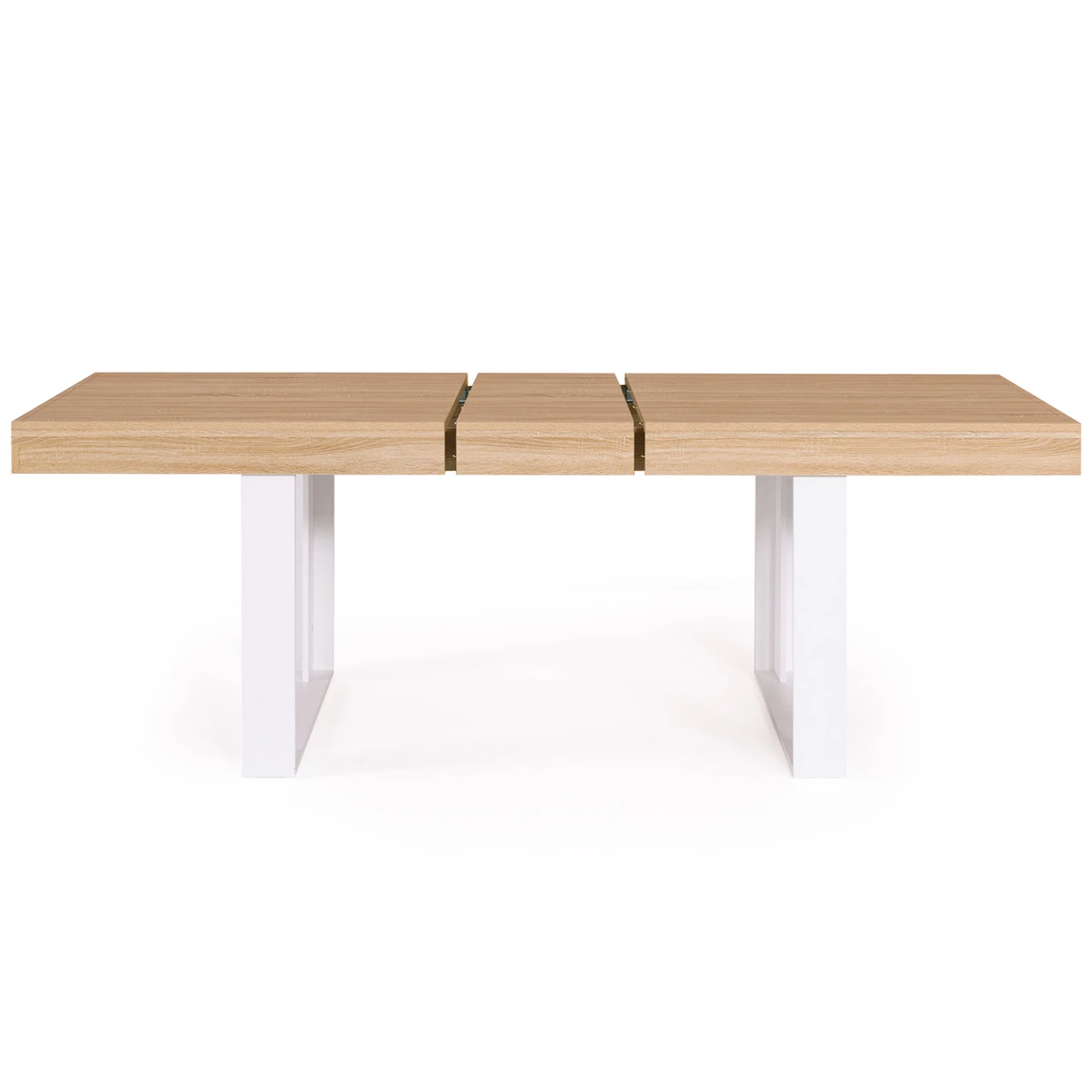 Table à manger extensible rectangle PHOENIX 4-8 personnes bois et blanc 160-200 cm