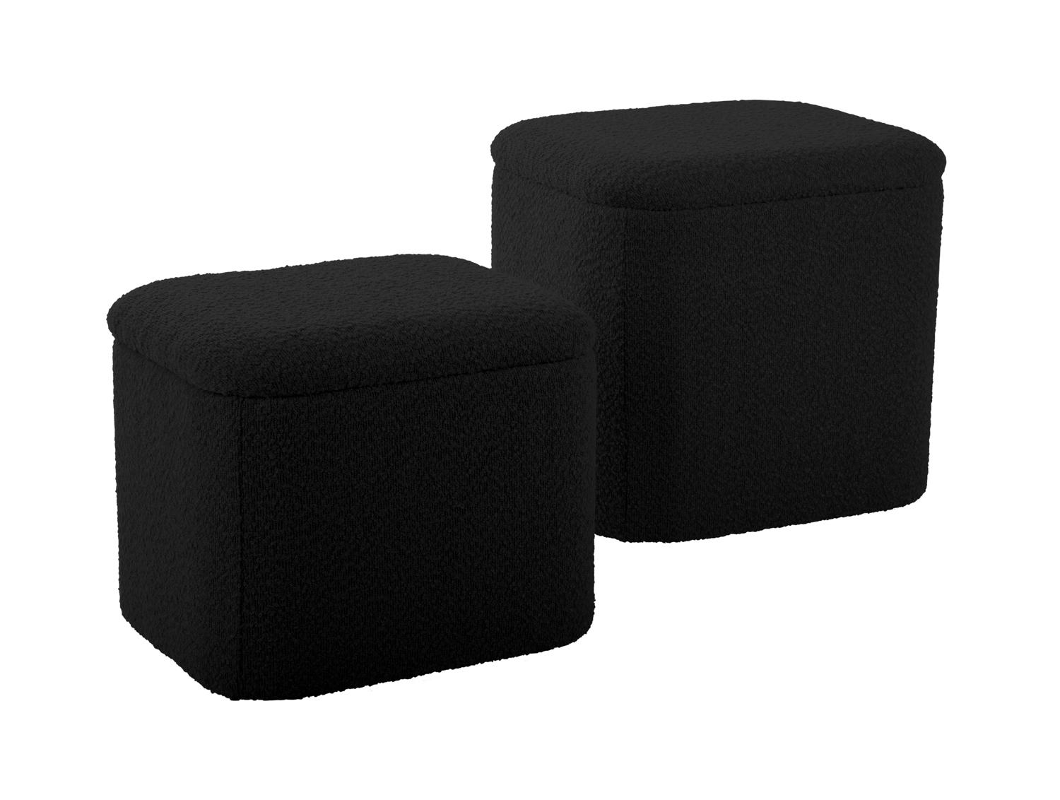 Pouf set Ada storage bouclé black, set of 2pcs