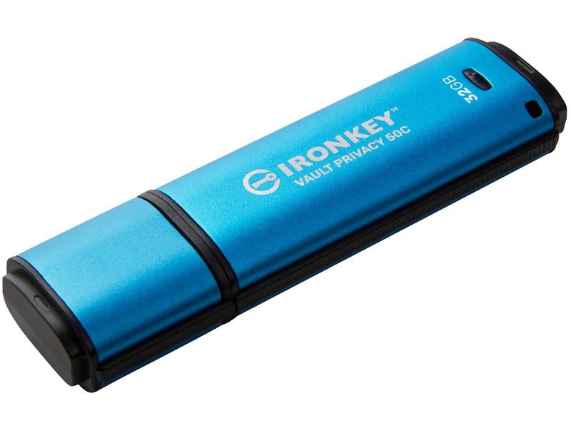 Kingston USB-Stick IronKey Vault Privacy 50C 32 GB XTS-AES 256-Bit verschlüsselter USB-Stick mit 32 GB Speicherkapazität