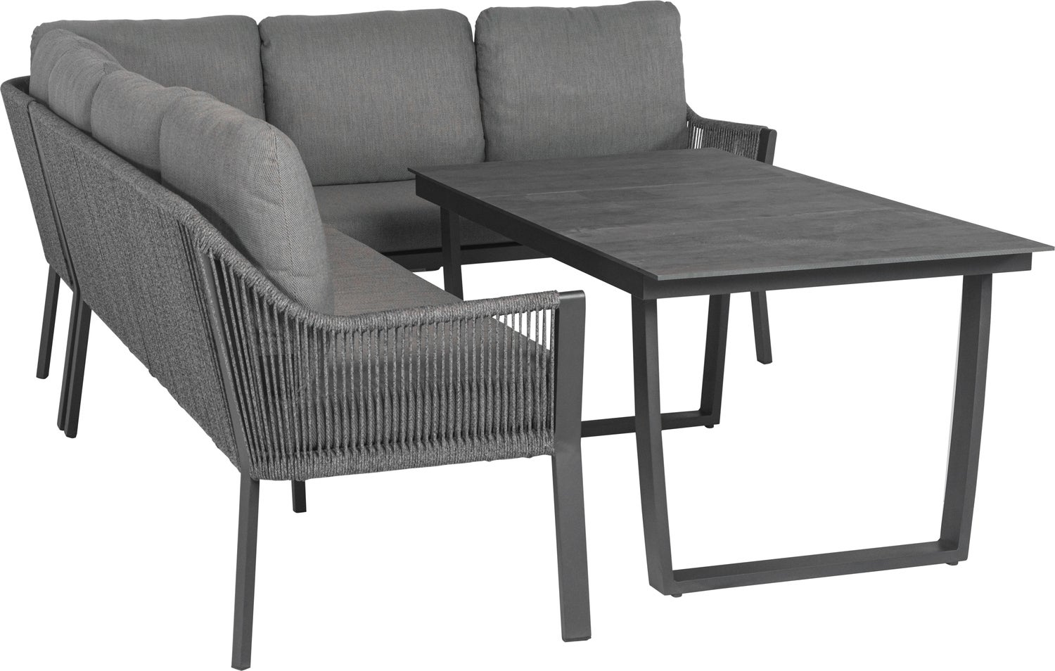 Tierra Outdoor 6-zits diningset Liv aluminium antraciet rechts