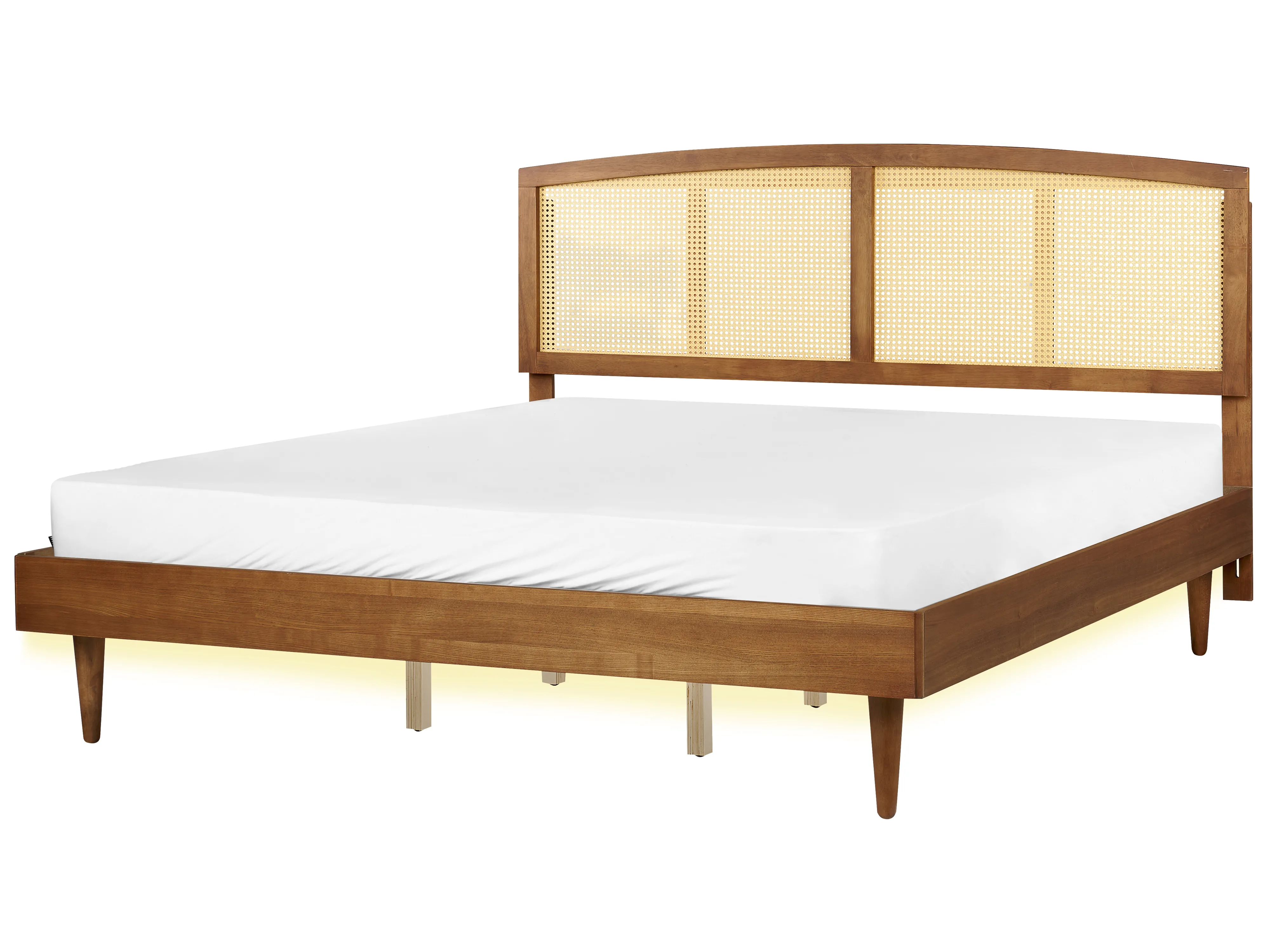 Bed met LED-verlichting Rotan VARZY 180 x 200 cm Bruin