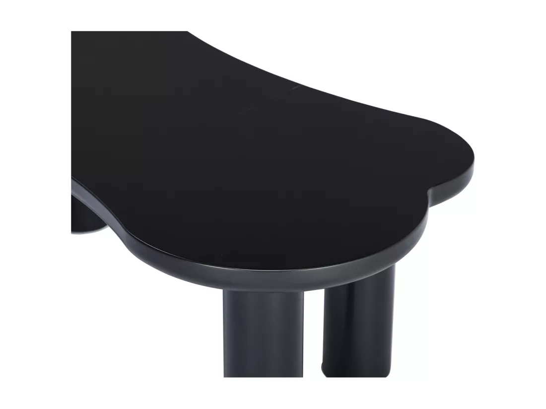 Table basse irrégulière en forme d'os, plateau en MDF et pieds en PVC, table basse unique avec sous-couches en feutre, dimensions : 113 cm de longueur, 58 cm de largeur, 40,5 cm de hauteur
