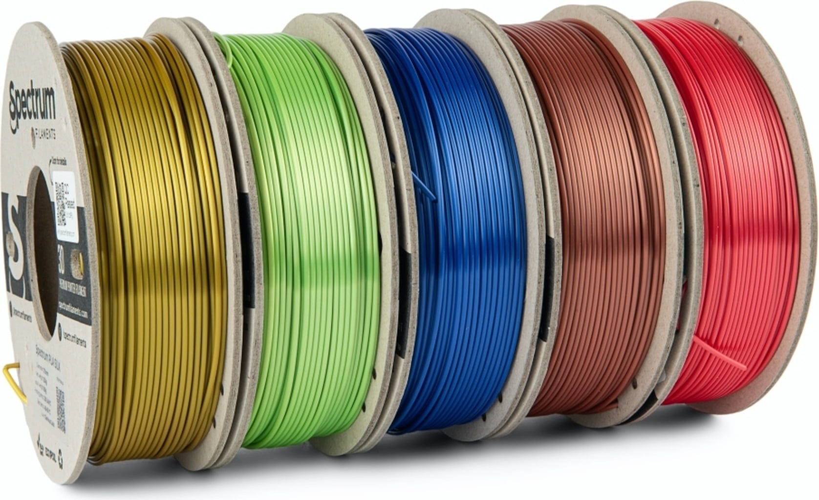 Spectrum  5er-Set PLA SILK, 1,75 mm (1.250 g)    Filamente auf ökologischen Pappspulen