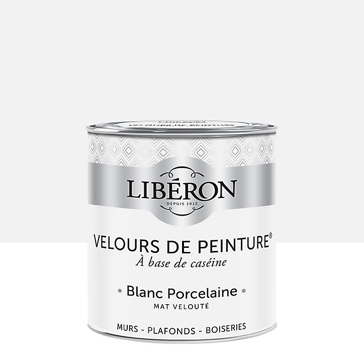 Peinture murs, plafonds et boiseries Velours de peinture blanc porcelaine Libéron 0,5L