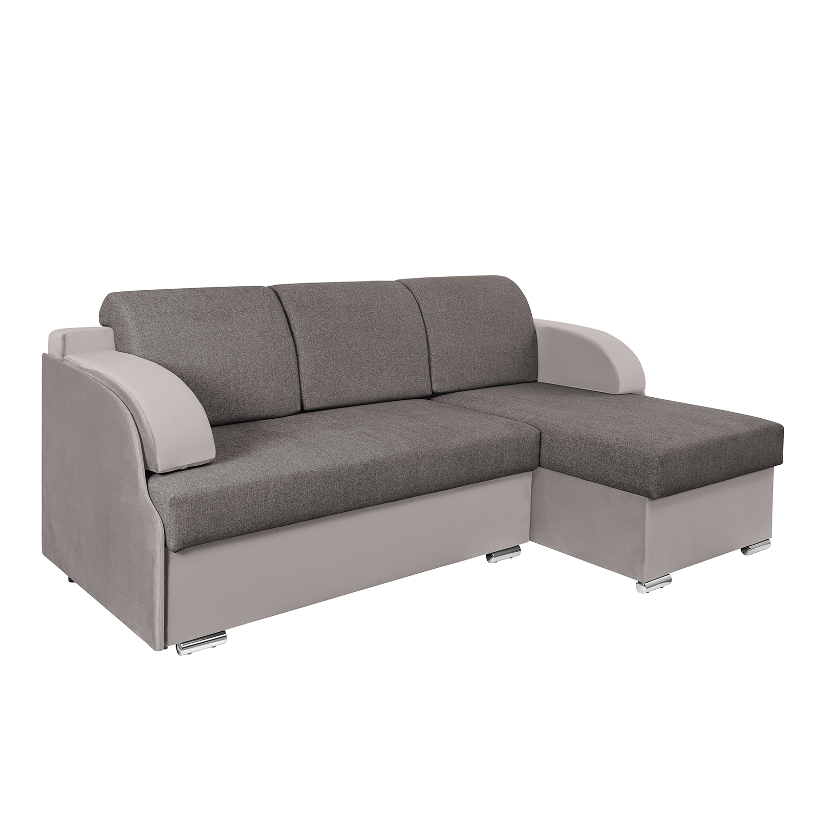 Ecksofa - braun-taupe - mit Liegefunktion - 2 Bettkästen