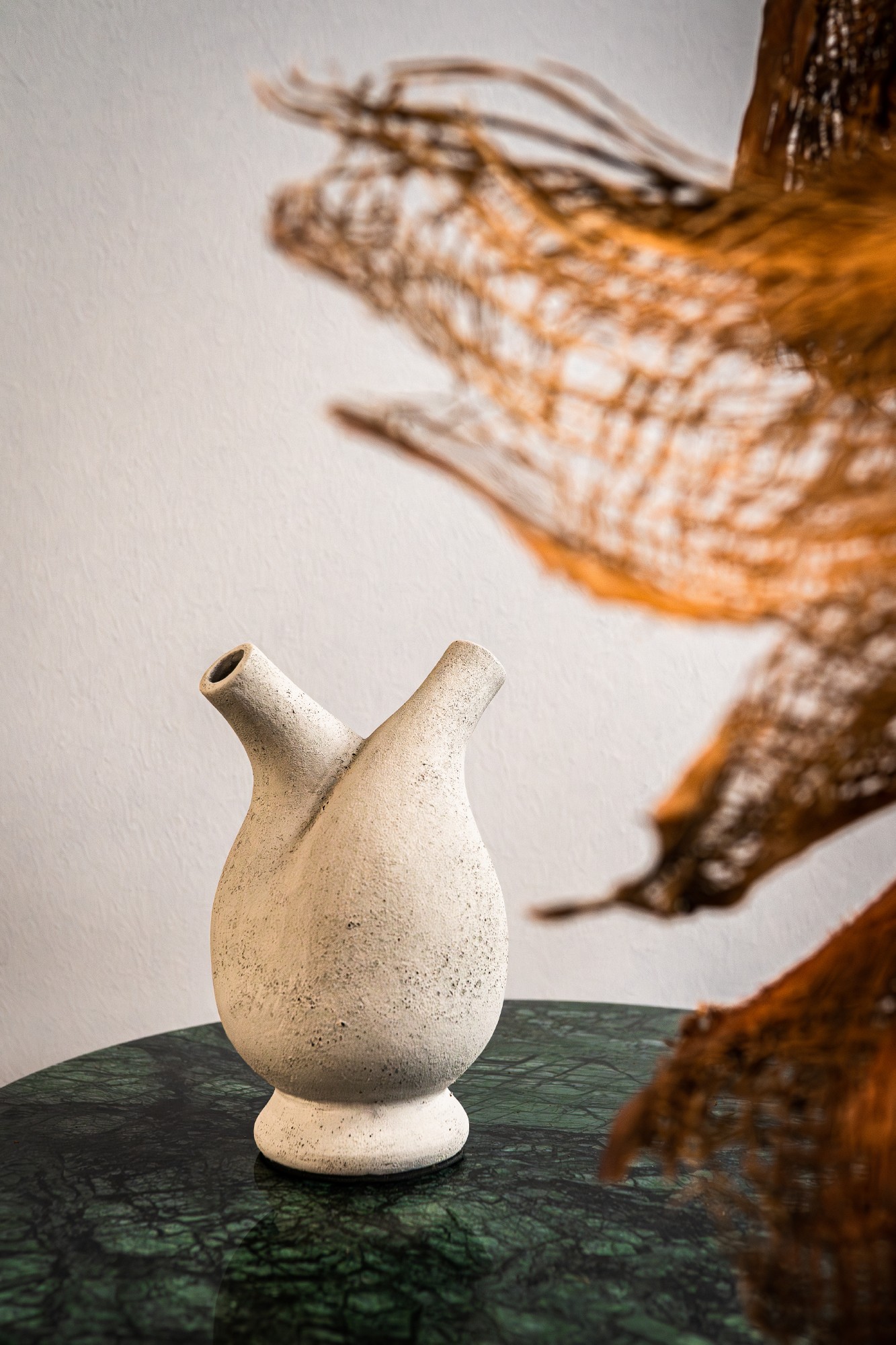 Vase mit 2 Hälsen, grau, H 25 cm, Ø 15 cm von fischer's lagerhaus