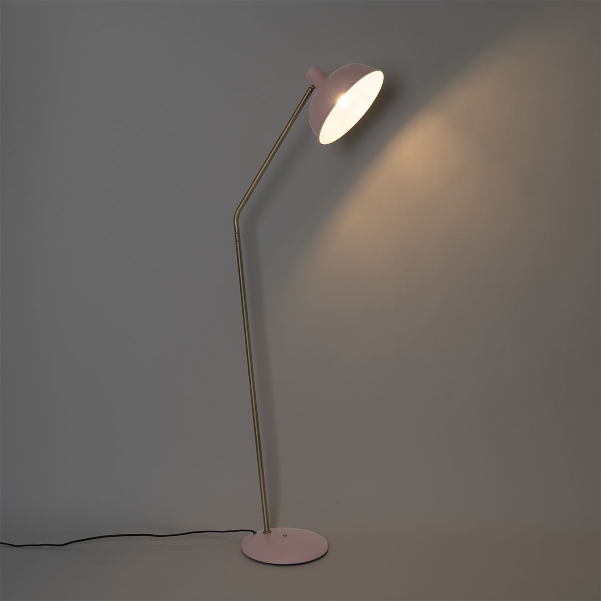 Retro vloerlamp roze met brons - Milou