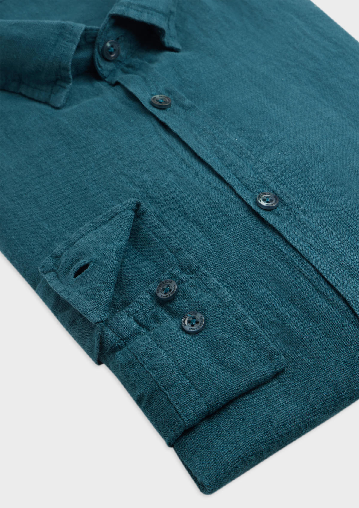 Chemise sport Slim en lin uni bleu paon
