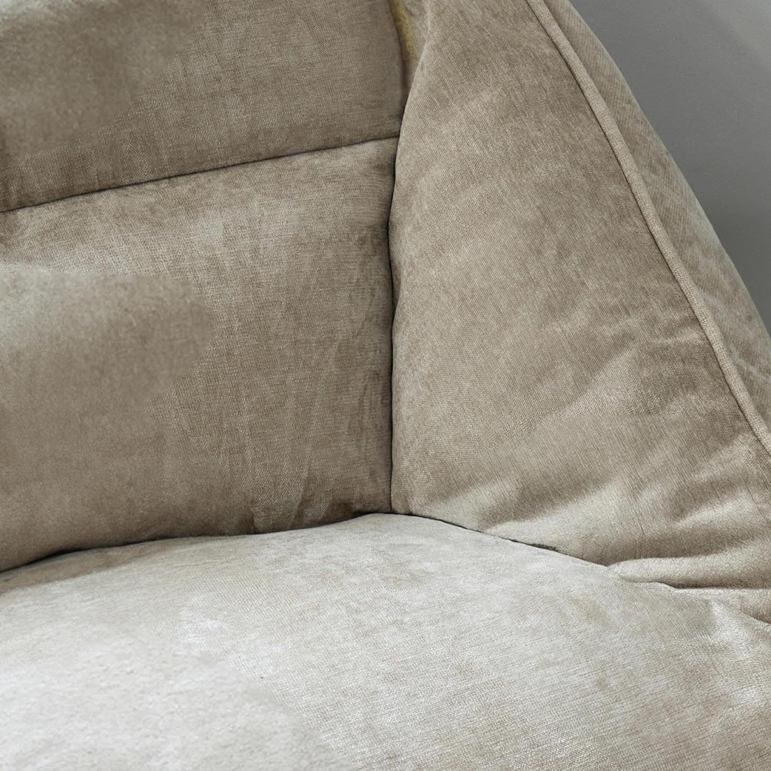Icon Cecilia Sitzsack Sofa, Beige, Flauschiger Chenille Stoff, 2 Sitzer Sofa für Erwachsene, Riesensitzsack mit Füllung, Bequemer Sessel, Lounge, Wohnzimmer, Deko Wohnzimmer