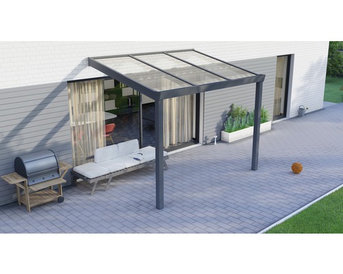 Legend terrasoverkapping met helder polycarbonaat, 300 x 200 cm, antraciet structuur