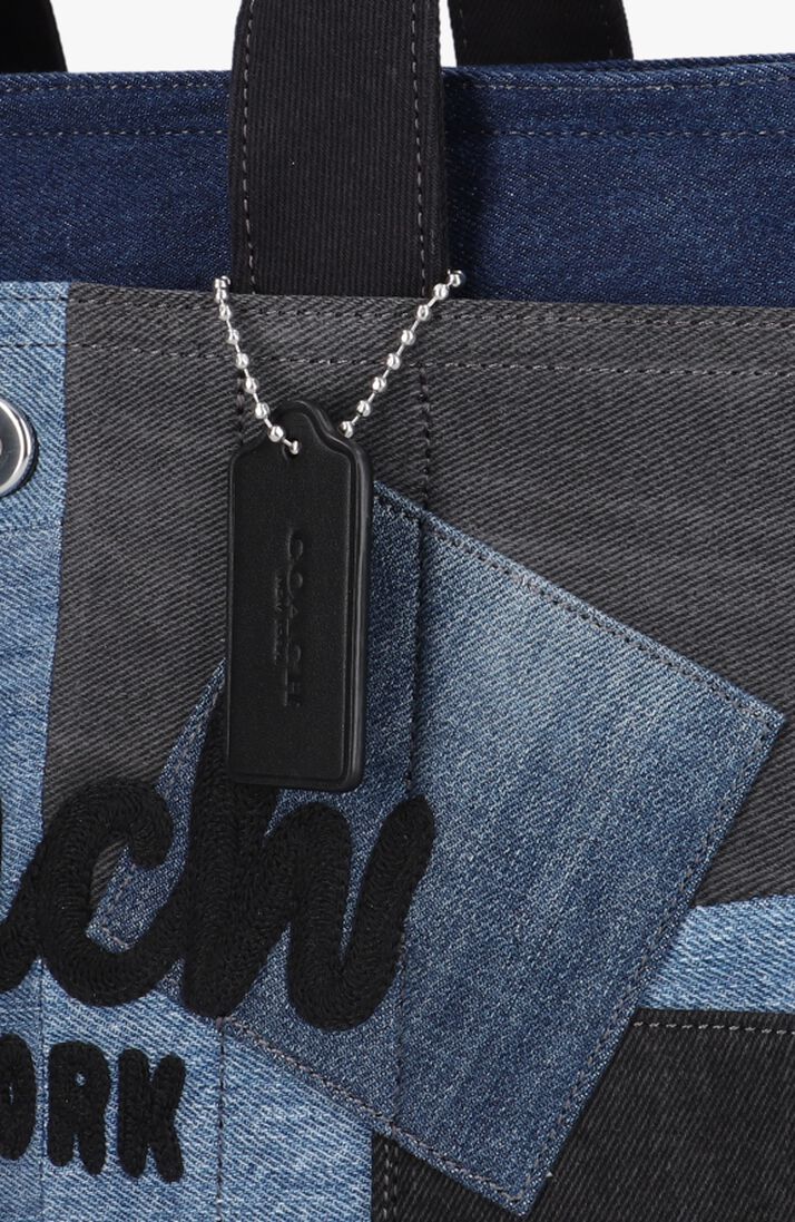 blauwe coach handtas patchwork denim cargo tote