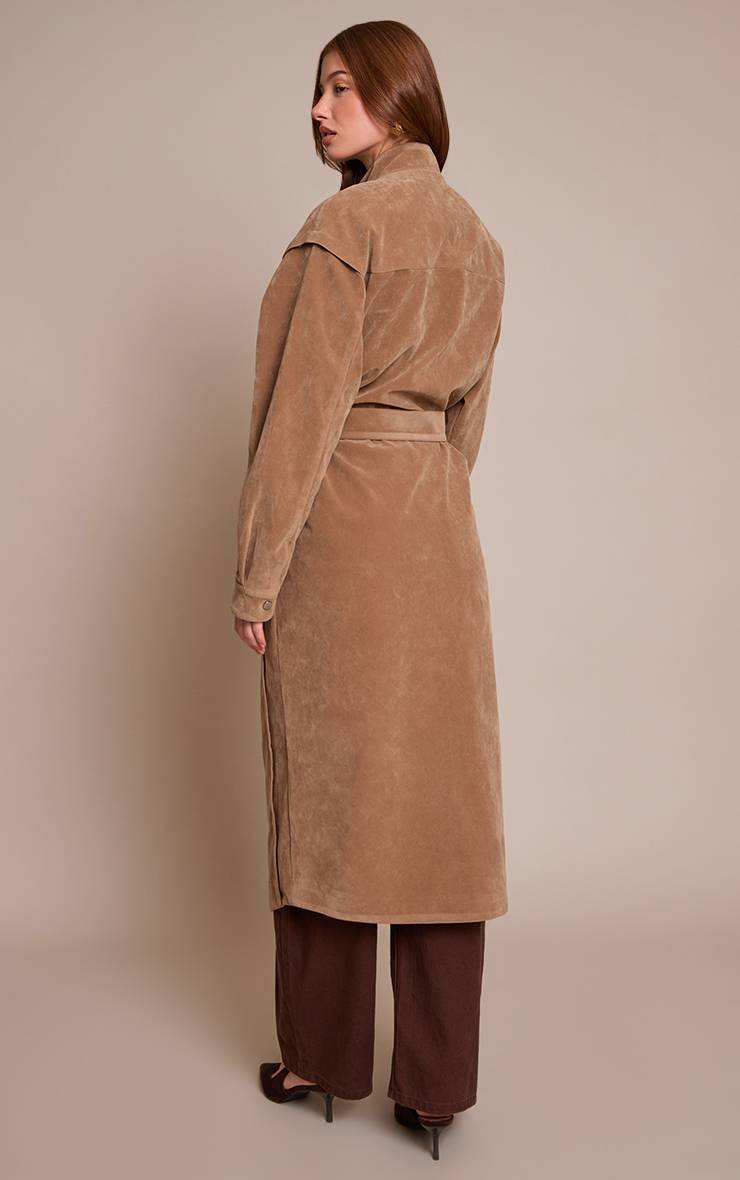 Marron Veste En Synthétique À Manches Ballon Et Patte De Boutonnage Dissimulée