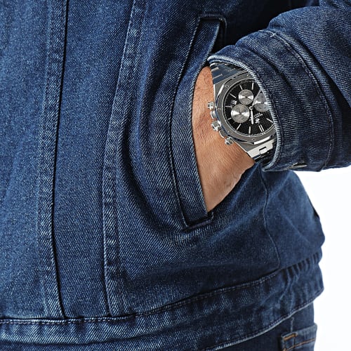 Veste Jean Capuche Bleu Denim