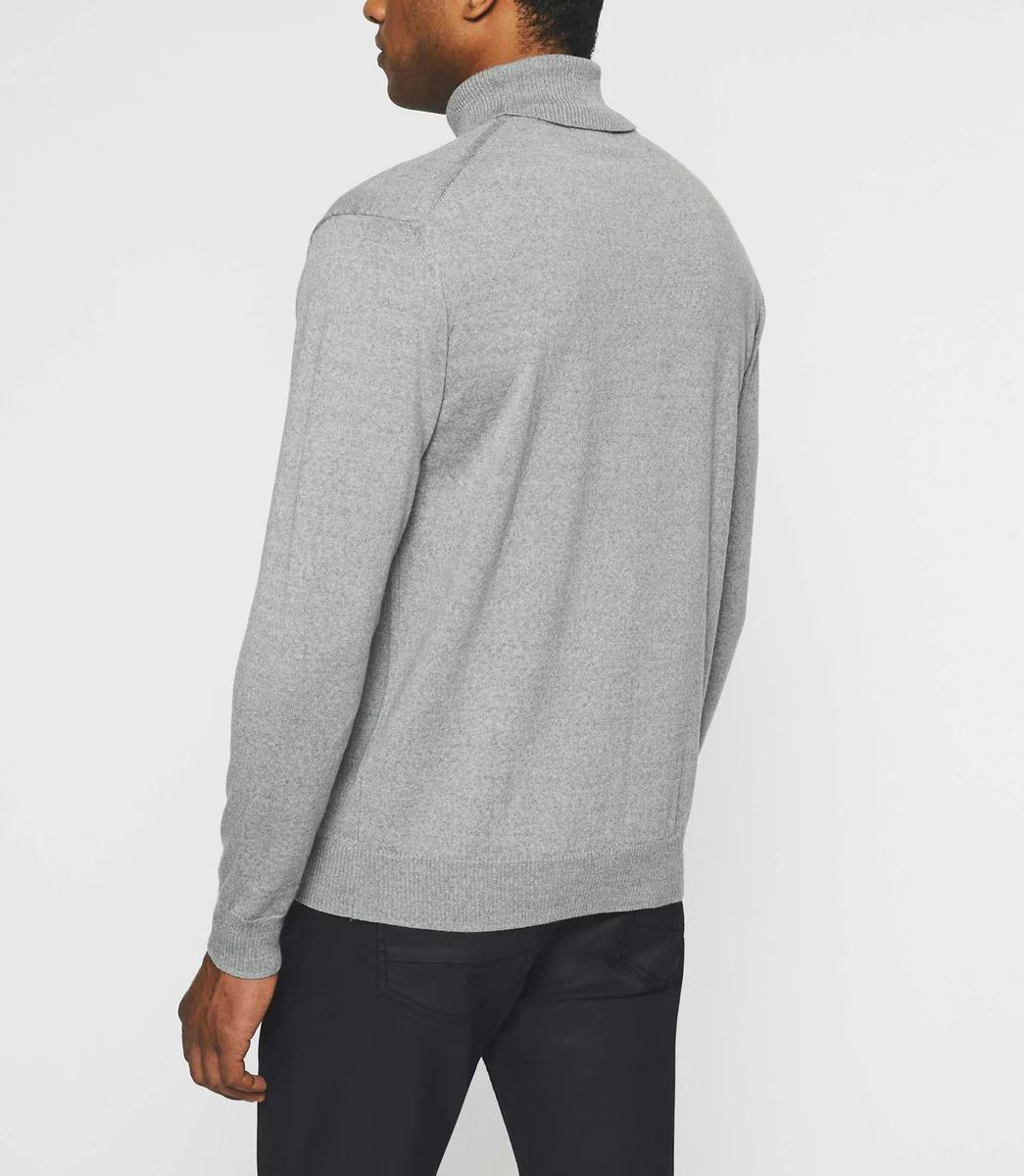 Pull col roulé en laine mérinos gris chiné BRUNO
