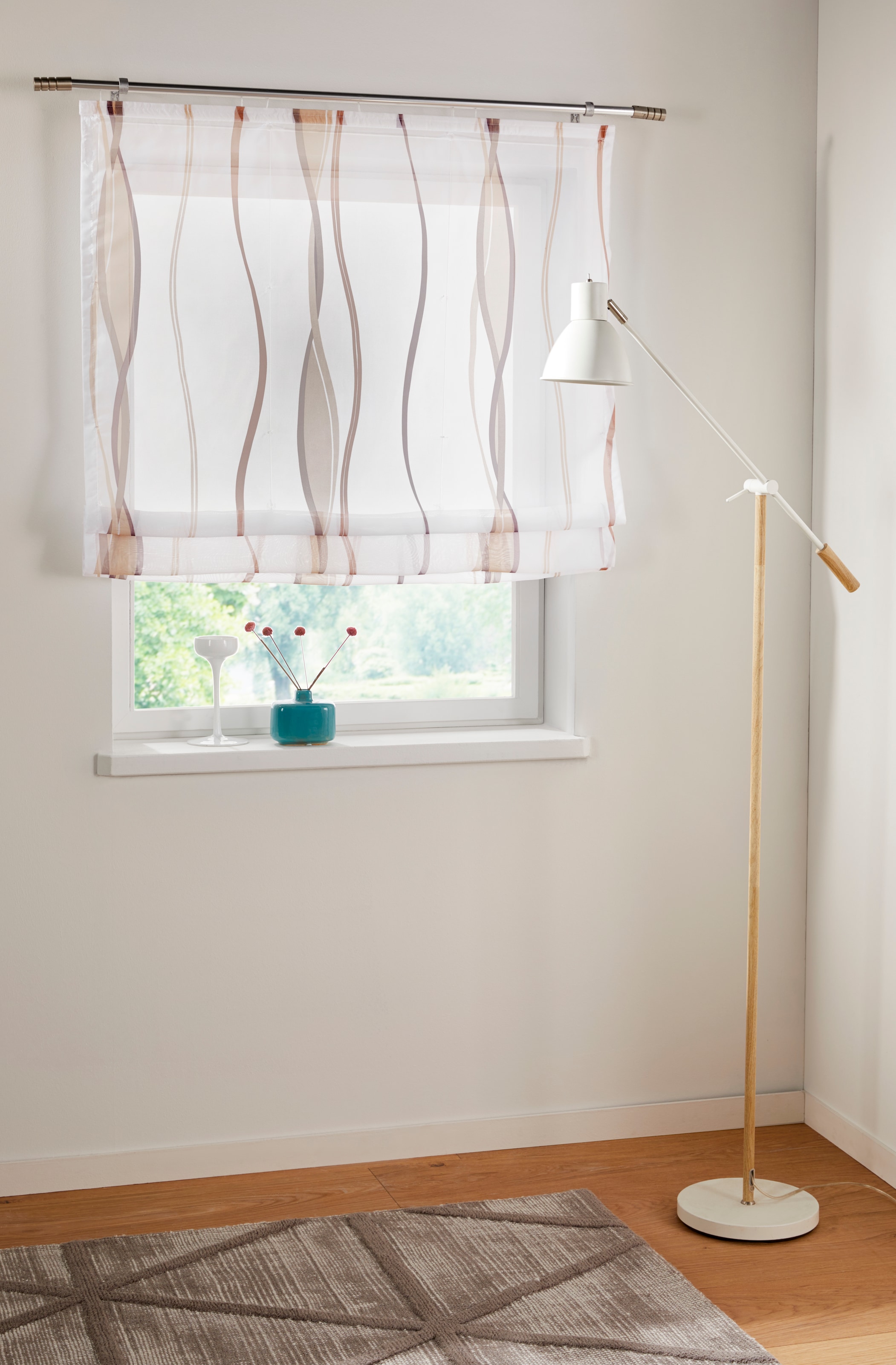 my home Raffrollo »Dimona« mit Klettschiene Transparent, Voile, Polyester, Wellen