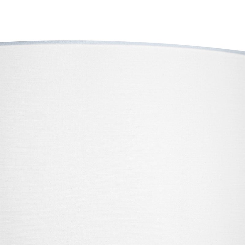 QAZQA - Moderne staande lamp van staal | Zilver | Mat nikkel met witte kap en leeslamp - Jelena | Woonkamer | Slaapkamer - Rond staal - LED-compatibel E27
