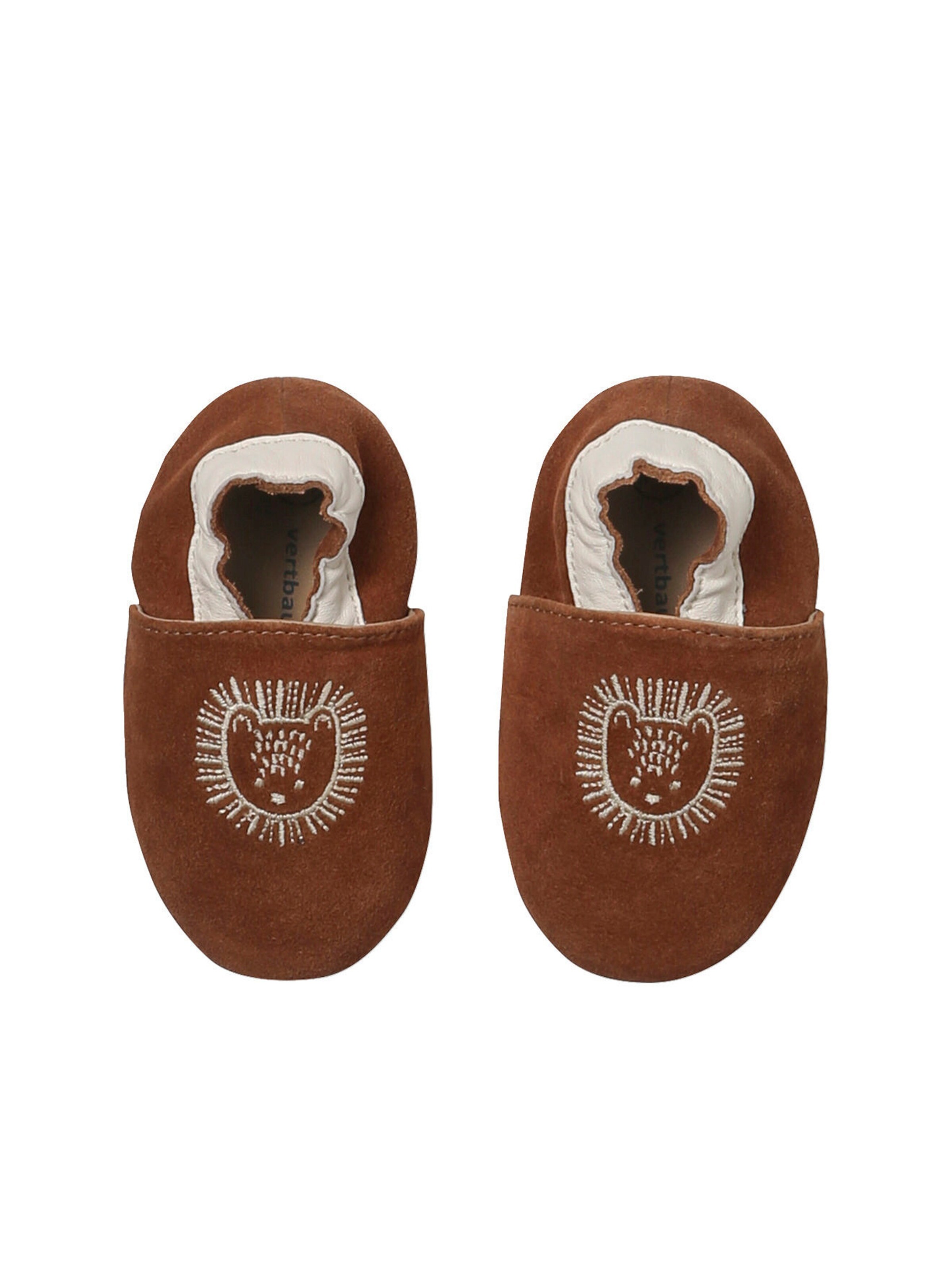 Vertbaudet Baby Krabbelschuhe mit Gummizug braun bedruckt