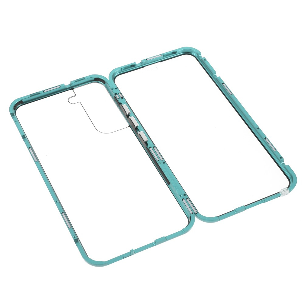 Samsung Galaxy S22 5G Magnetische Alu Schutzhülle mit Panzer Glas Backcover   Displayschutz (Magnet-Technologie) - Grün