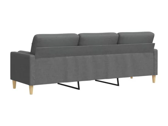 Canapé 3 places avec oreillers gris foncé 210 cm tissu