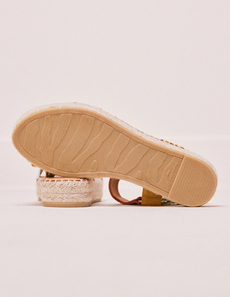 Espadrilles Flore - Suède ciel corail jaune