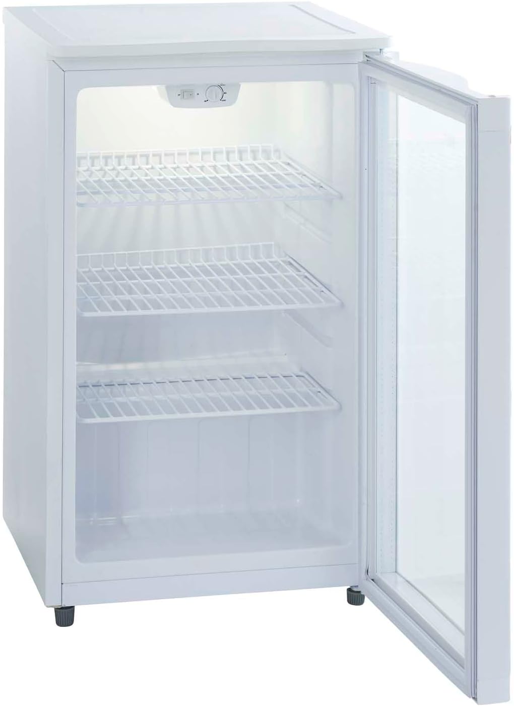 PKM GKS102 Glastür-Kühlschrank | Getränkekühlschrank | Flaschenkühlschrank | 102 Liter | 85 cm hoch | Wechselbarer Türanschlag | Höhenverstellbare Füße | 42 dB