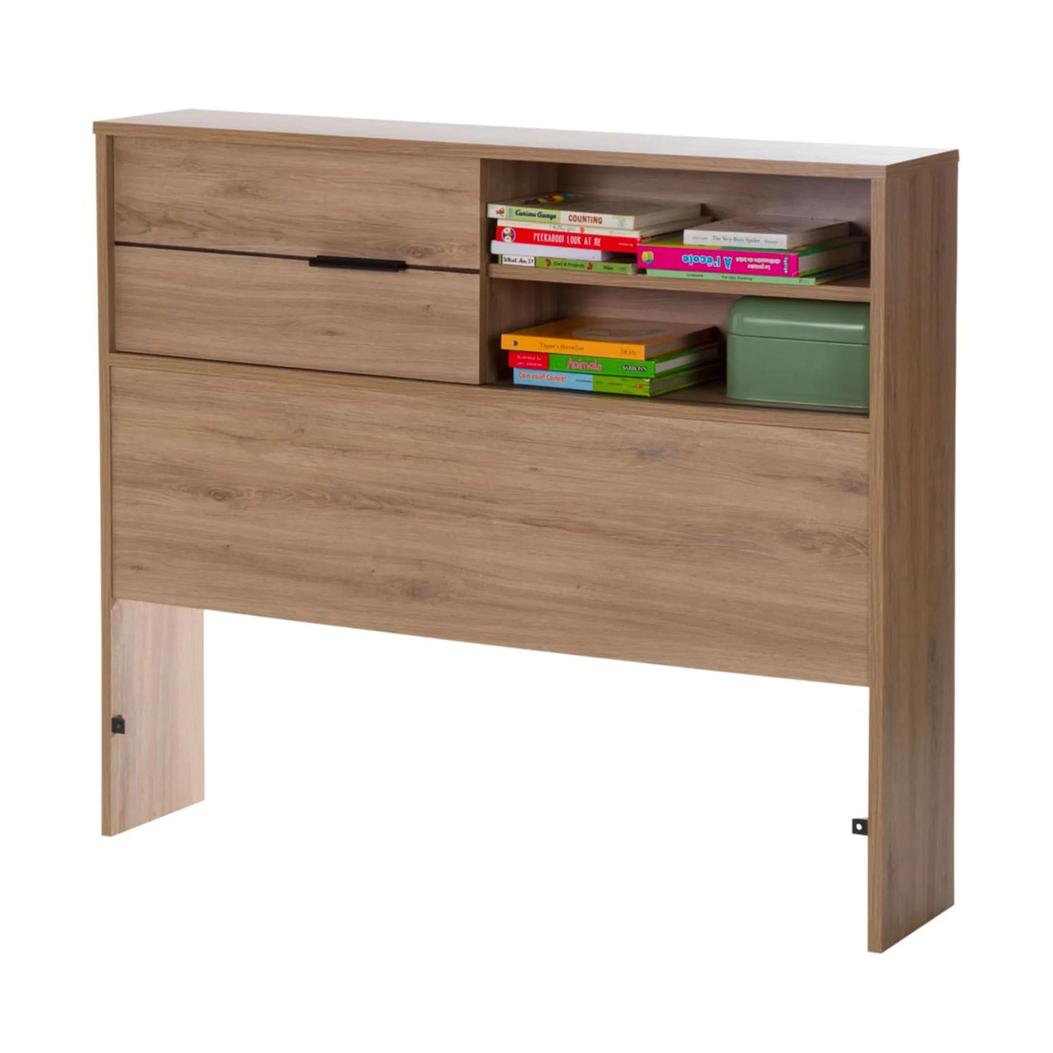 South Shore Tête de Lit Simple Avec Rangement Fynn - Chêne Rustique