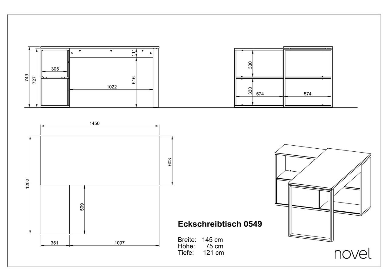 Novel Eckschreibtisch RENTON