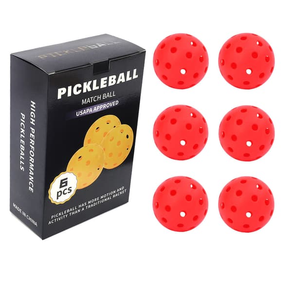 INF Pickleballballer - sett med 6 stk., 40-hulls pickleballer 74 mm
