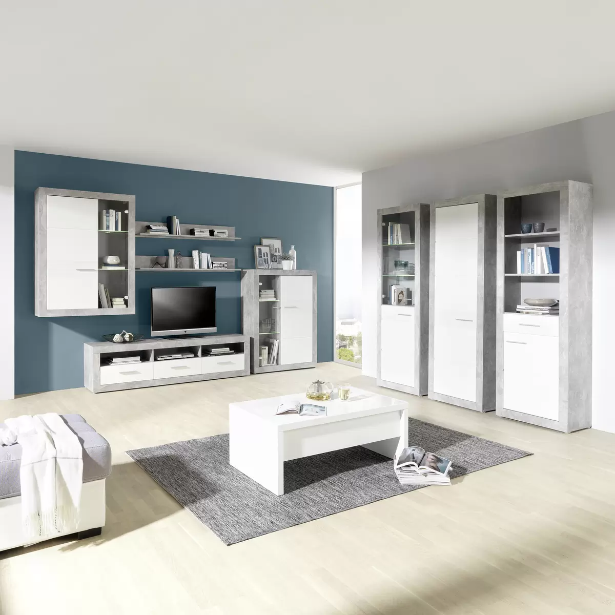 TV Möbel Malta weiss,Betonoptik