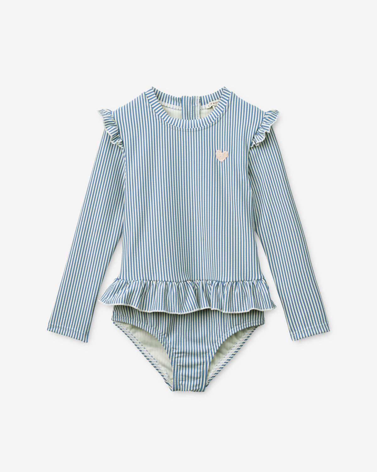 Badedrakt med Armer og Volanger – UV drakt UPF 40+ | Sille Seersucker Swimsuit