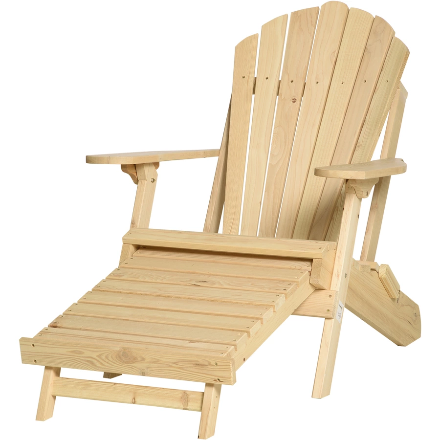 Outsunny Gartenstuhl mit Klappfunktion natur